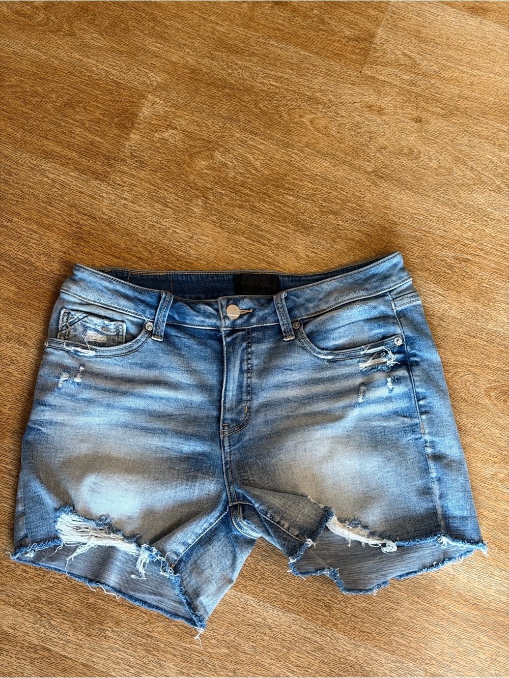 Buckle Light Blue Distressed Denim Shorts